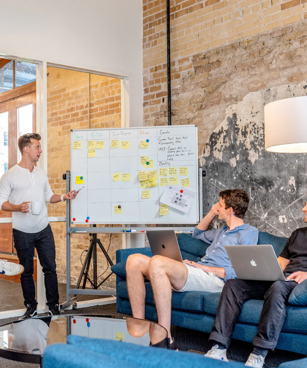 Software company team collaborating