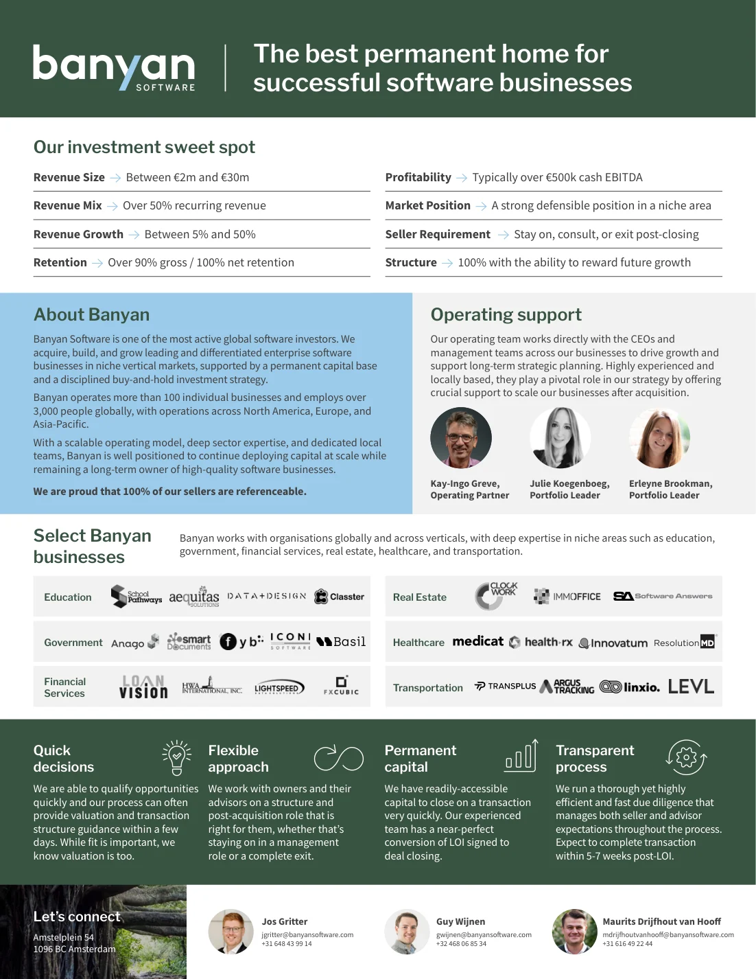 Cover of the Banyan One-Pager for Advisors Benelux 2026