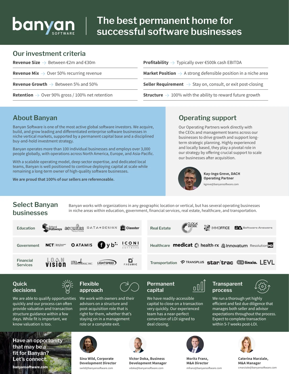 Cover of the Banyan One-Pager for Advisors DACH 2026