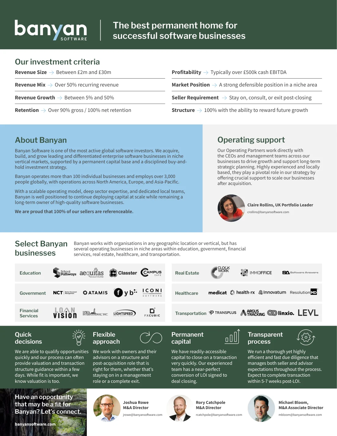 Cover of the Banyan One-Pager for Advisors UK 2026